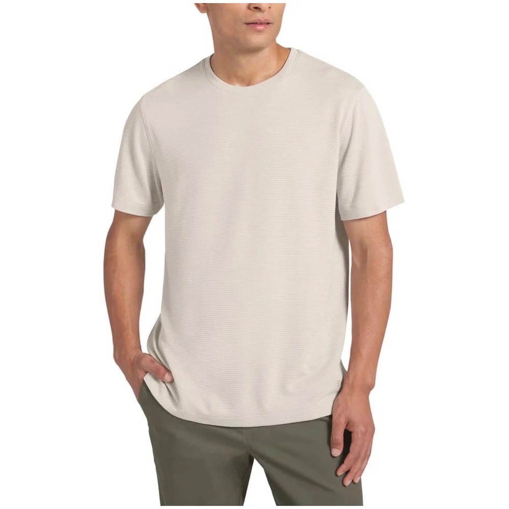 Lands End Mens Textured Tee Shirt •S• Tan Modal Blend Short Sleeve Gorpcore